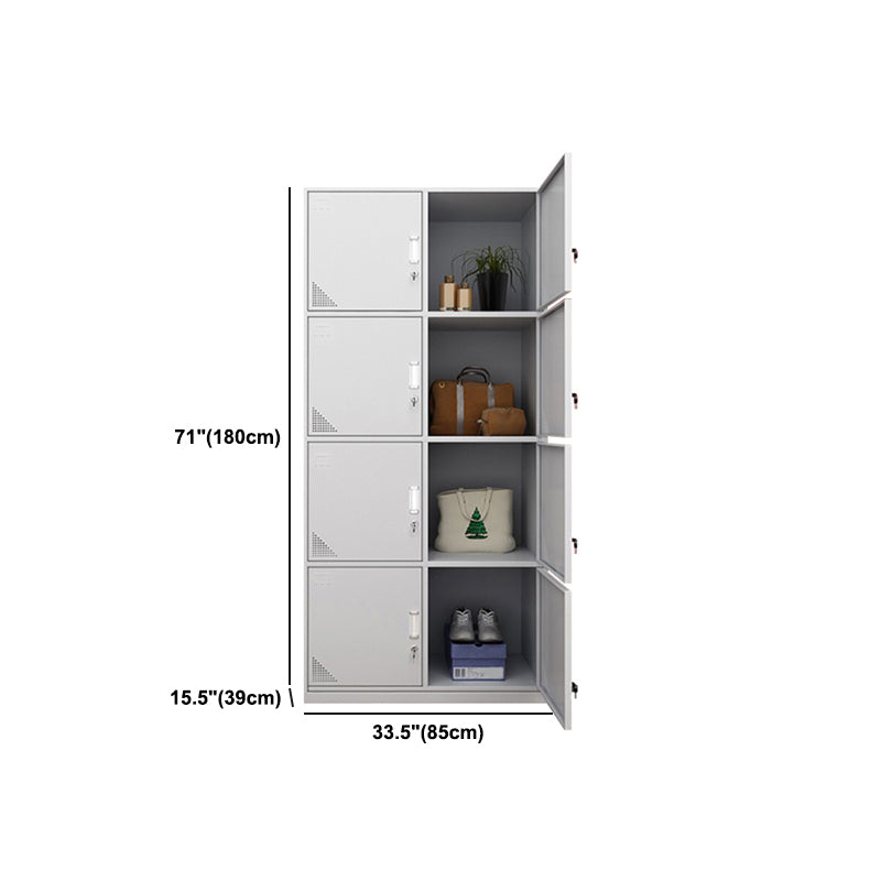 Metal Modern White Wardrobe for Home Matte Finish Cabinet with Hinged Door