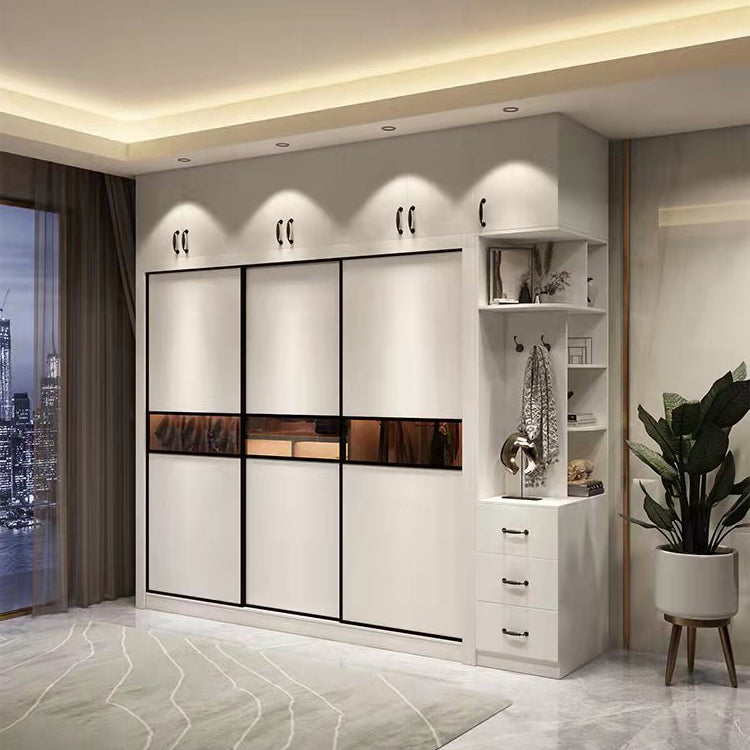 White Engineered Wood Wardrobe Closet Contemporary Wardrobe for Bedroom