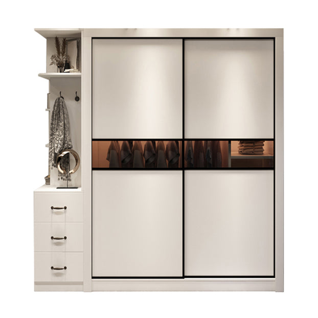 White Engineered Wood Wardrobe Closet Contemporary Wardrobe for Bedroom