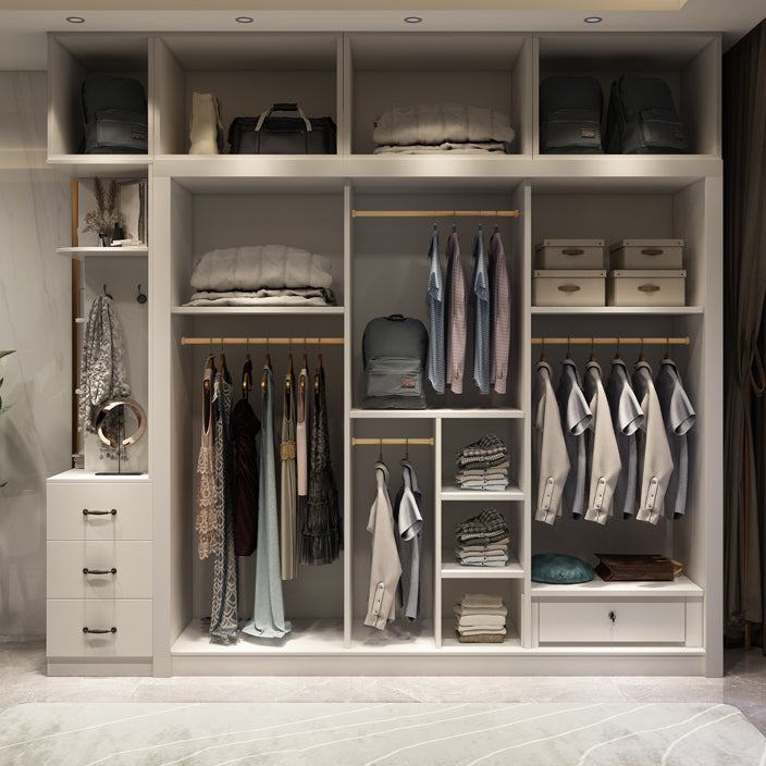 White Engineered Wood Wardrobe Closet Contemporary Wardrobe for Bedroom