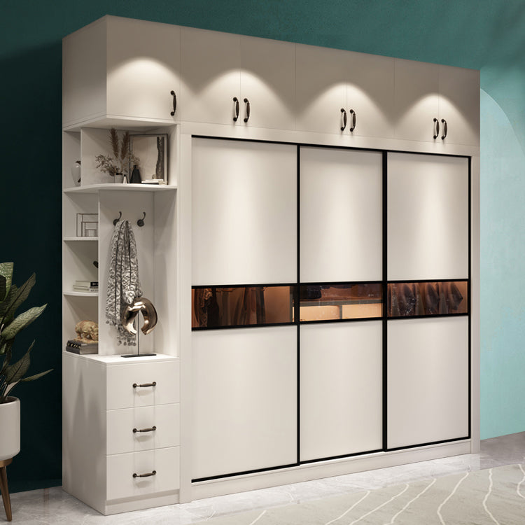 White Engineered Wood Wardrobe Closet Contemporary Wardrobe for Bedroom