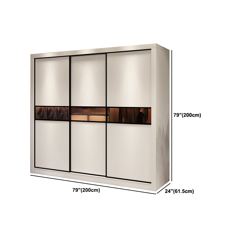 White Engineered Wood Wardrobe Closet Contemporary Wardrobe for Bedroom