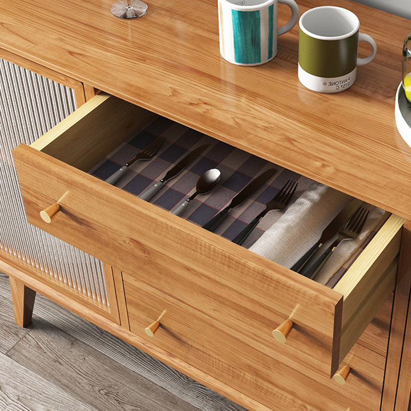 Contemporary Side Board Door and Drawer Solid Wood Sideboard for Dining Room