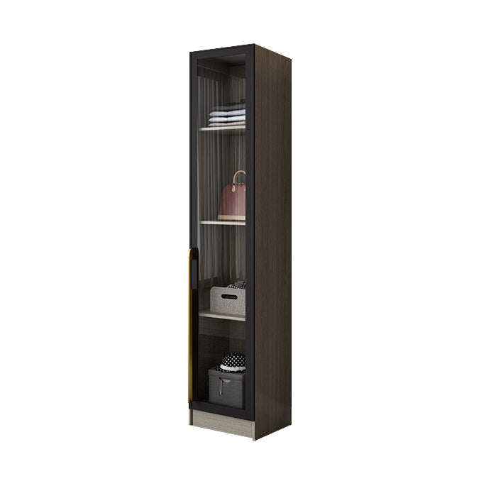 Contemporary Style Wardrobe Gray Colour Glass Wardrobe Closet