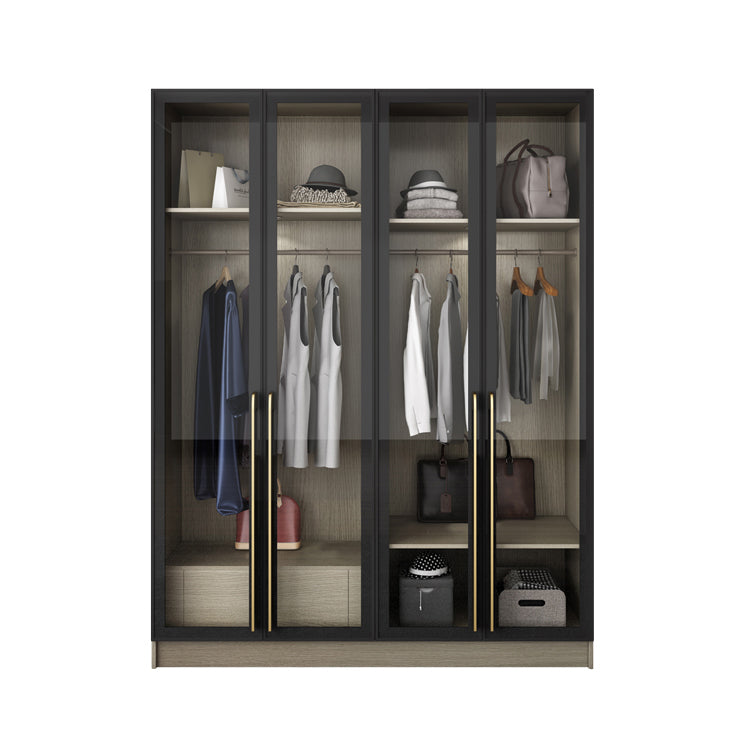 Contemporary Style Wardrobe Gray Colour Glass Wardrobe Closet