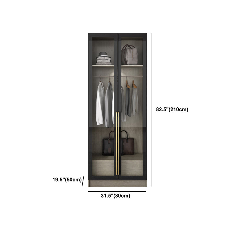 Contemporary Style Wardrobe Gray Colour Glass Wardrobe Closet