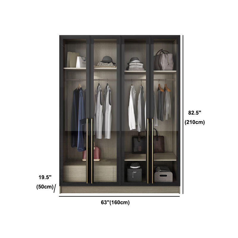 Contemporary Style Wardrobe Gray Colour Glass Wardrobe Closet