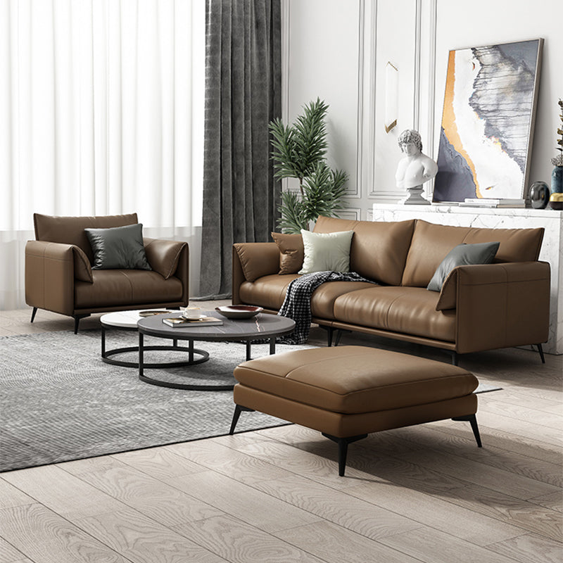 Contemporary Brown Cushions Standard Pillow Top Arm Stain Resistant Sofa