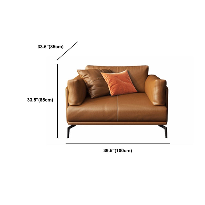 Contemporary Brown Cushions Standard Pillow Top Arm Genuine Leather Sofa