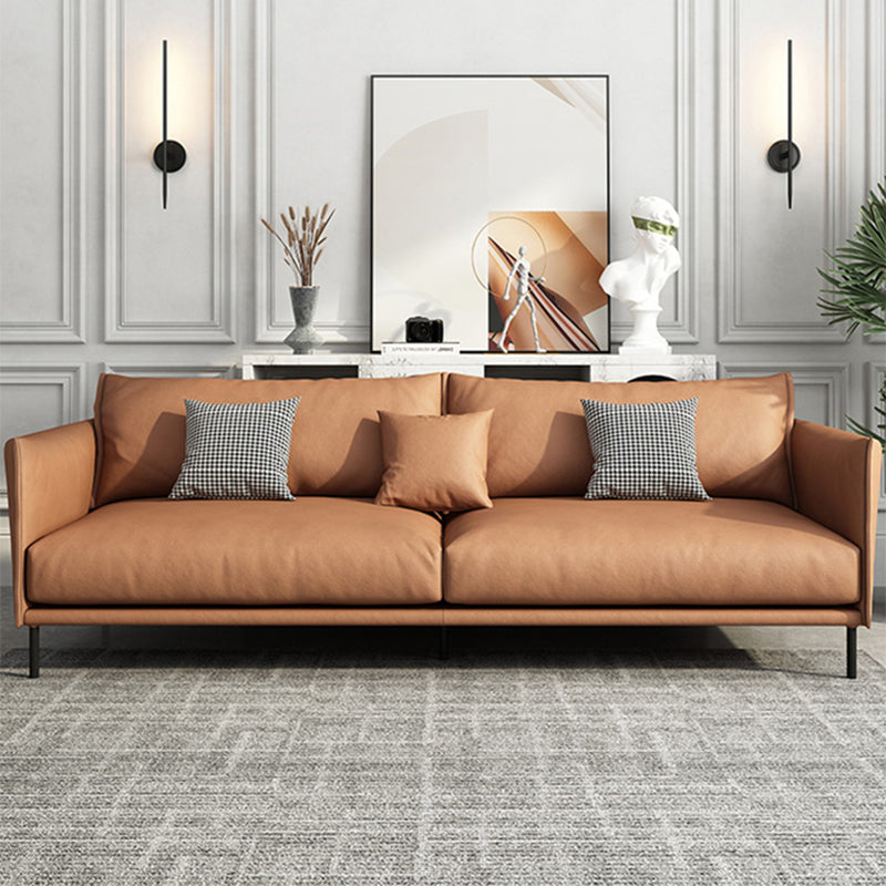 Contemporary Dark Brown Cushions Standard Square Arm Stationary Sofa