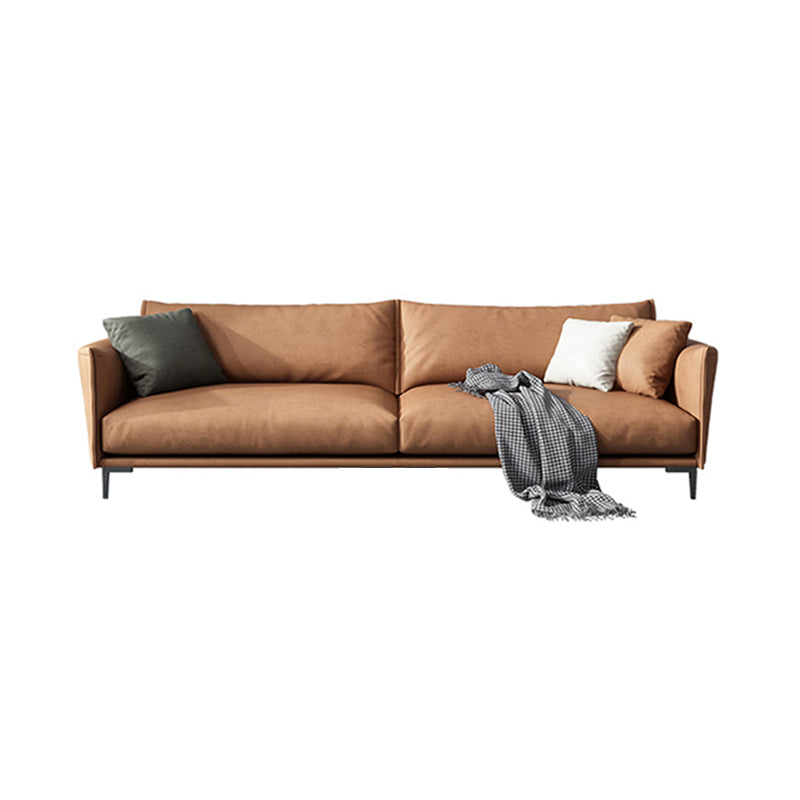 Contemporary Dark Brown Cushions Standard Square Arm Stationary Sofa
