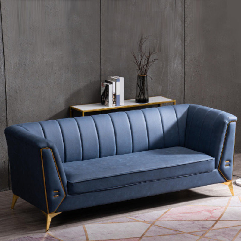 Contemporary Sewn Pillow Back Sofa with Tuxedo Arm for Apartment