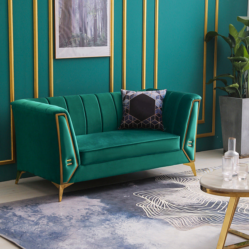 Contemporary Sewn Pillow Back Sofa with Tuxedo Arm for Apartment