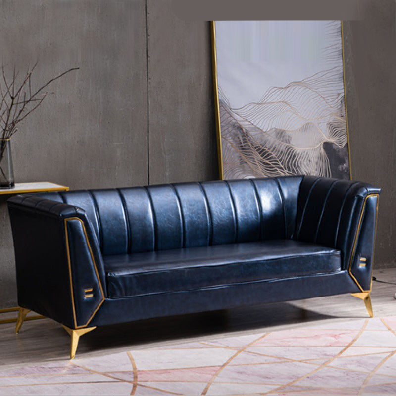 Contemporary Sewn Pillow Back Sofa with Tuxedo Arm for Apartment