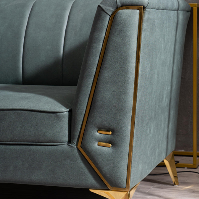 Contemporary Sewn Pillow Back Sofa with Tuxedo Arm for Apartment