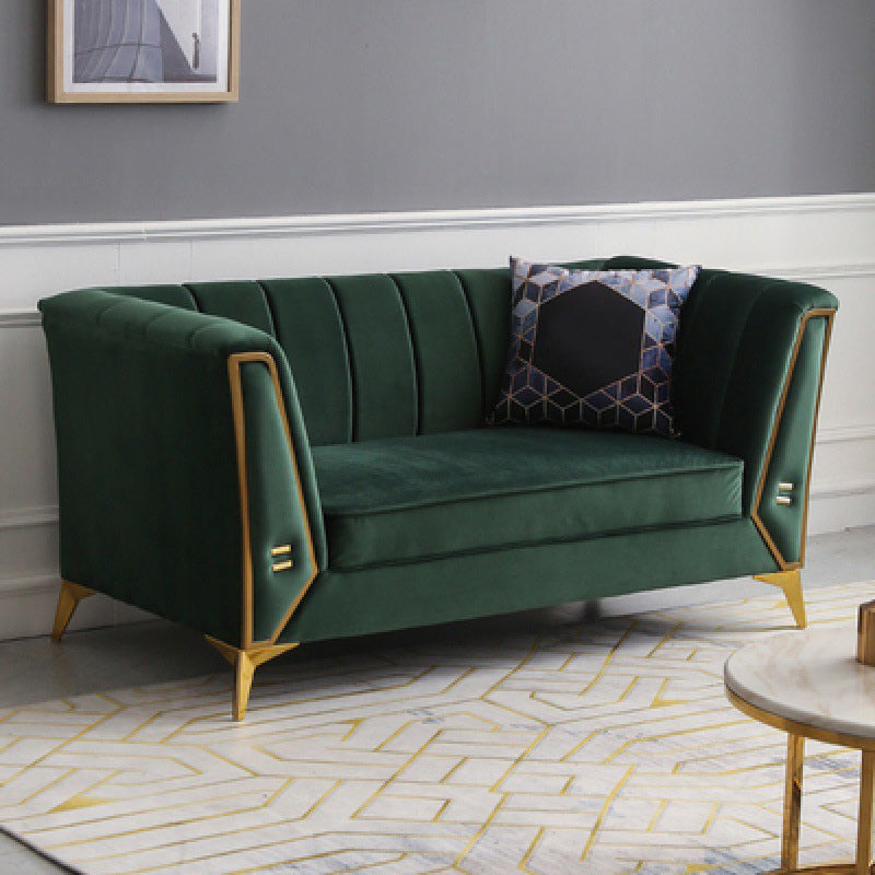 Contemporary Sewn Pillow Back Sofa with Tuxedo Arm for Apartment
