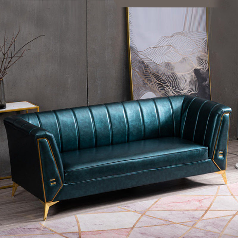 Contemporary Sewn Pillow Back Sofa with Tuxedo Arm for Apartment