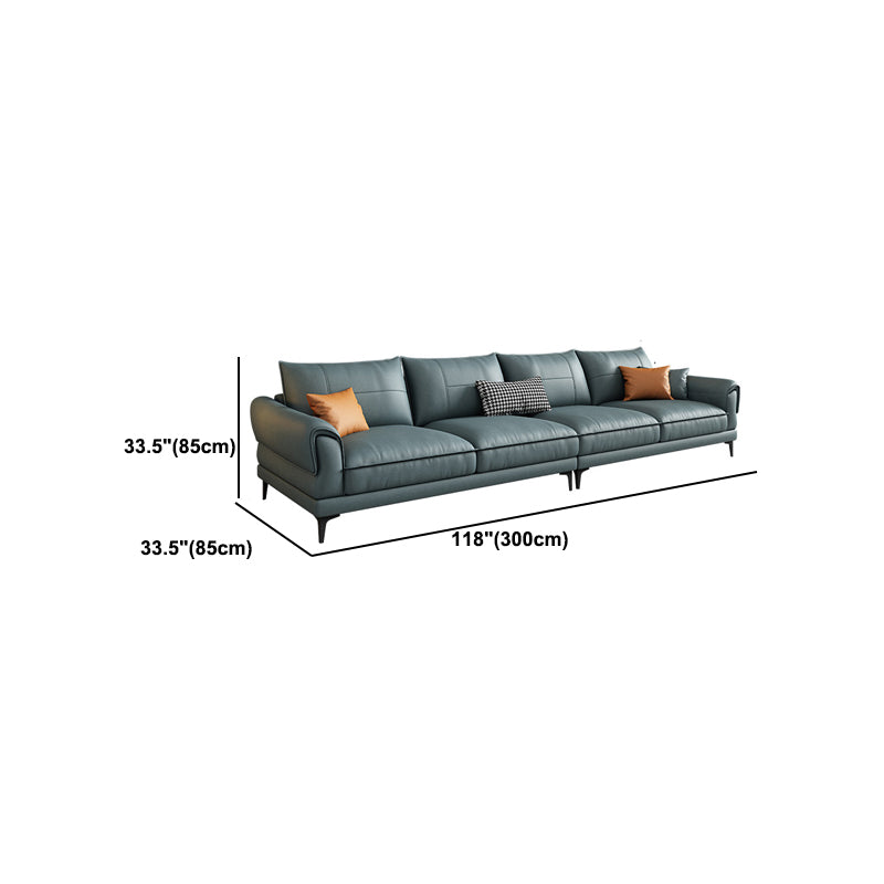 Stain Resistant Contemporary Standard Faux Leather Sofa Couch in Blue