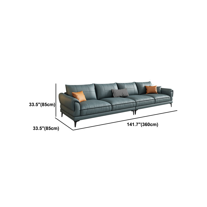 Stain Resistant Contemporary Standard Faux Leather Sofa Couch in Blue