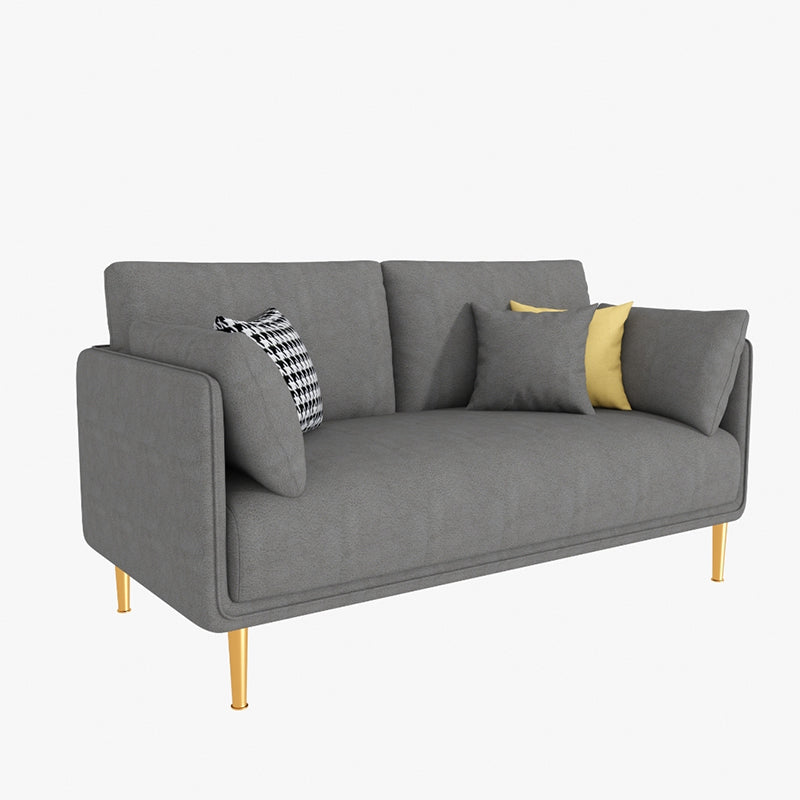 Glam Cushions Pillow Top Arm Faux Leather Stationary Sofa for Living Room