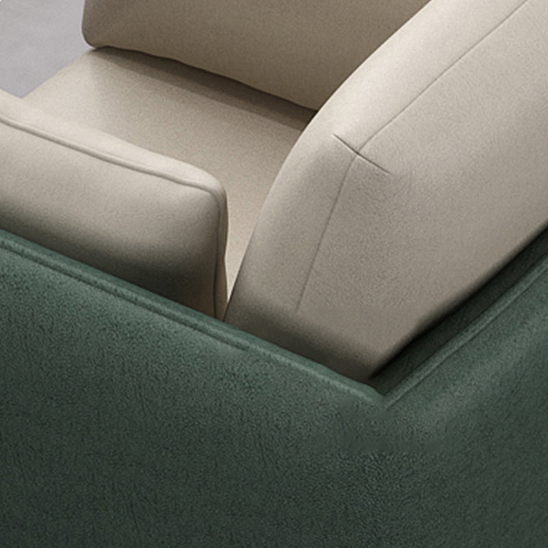 Glam Cushions Pillow Top Arm Faux Leather Stationary Sofa for Living Room
