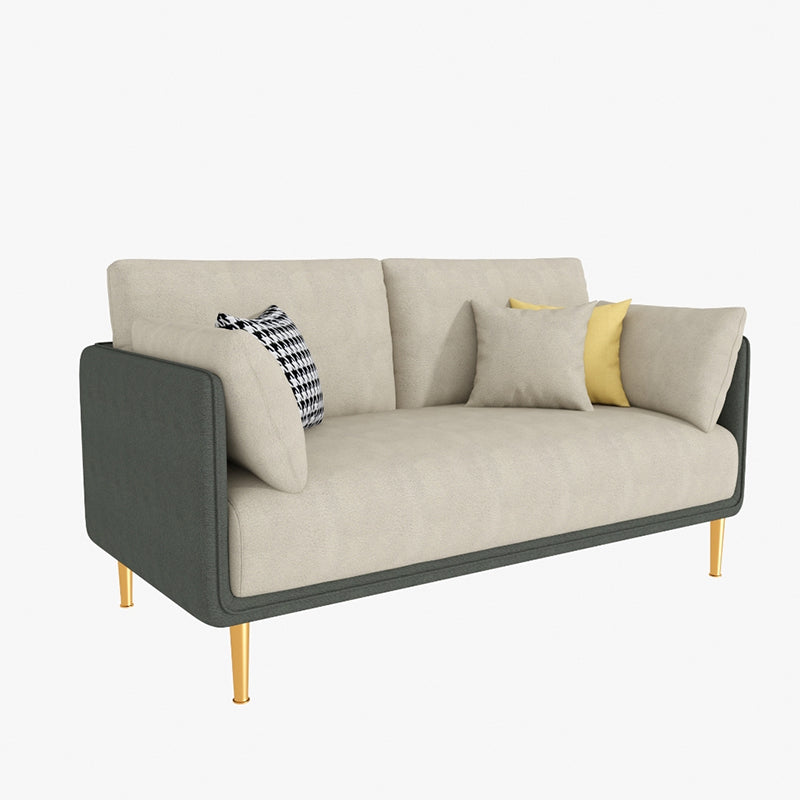 Glam Cushions Pillow Top Arm Faux Leather Stationary Sofa for Living Room