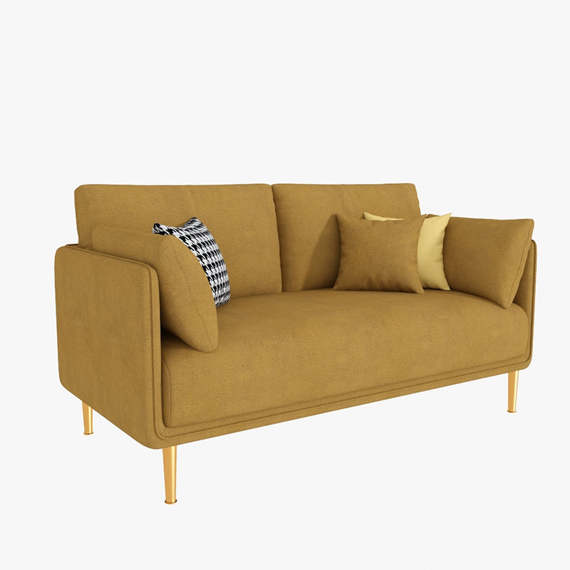 Glam Cushions Pillow Top Arm Faux Leather Stationary Sofa for Living Room