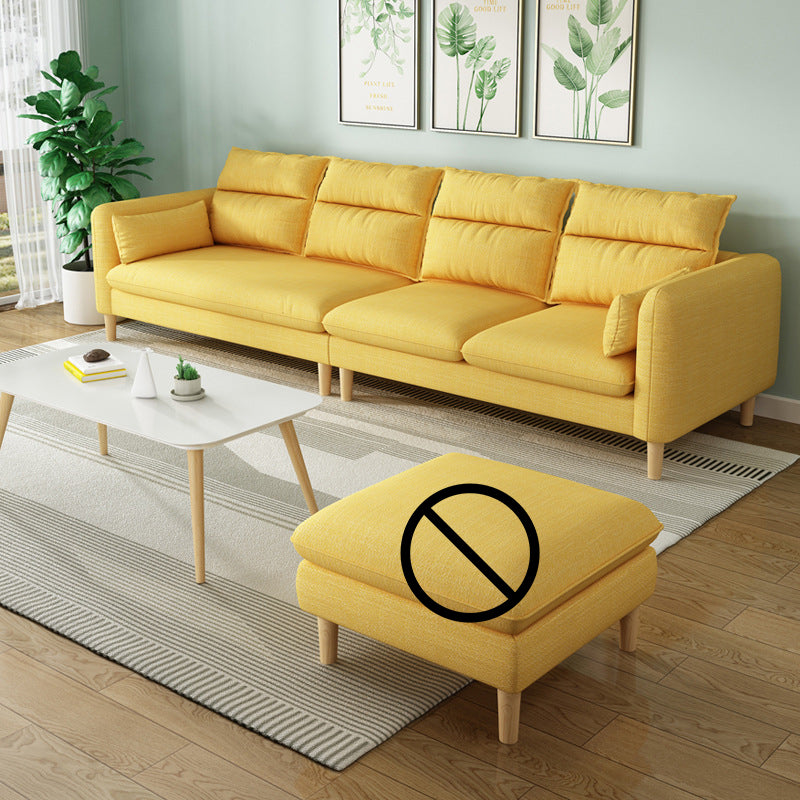 3/4 Seater 27.5"H Linen Solid Color Square Arm Sofa for Living Room