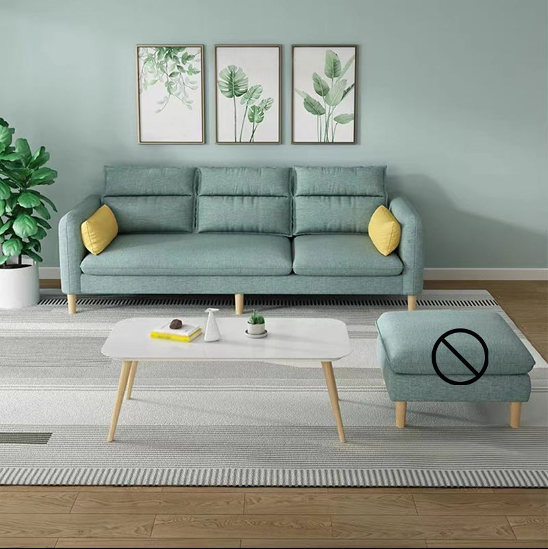 3/4 Seater 27.5"H Linen Solid Color Square Arm Sofa for Living Room