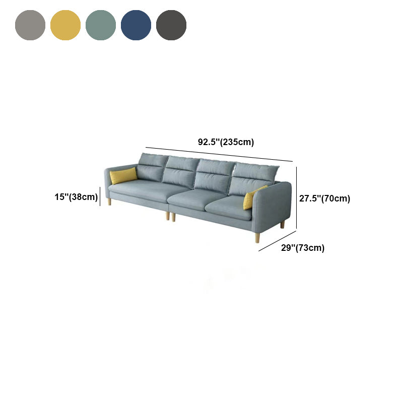 3/4 Seater 27.5"H Linen Solid Color Square Arm Sofa for Living Room