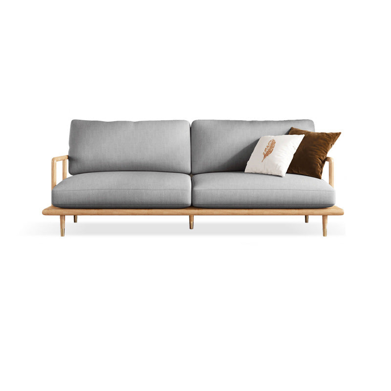 Linen Modern Recessed Arm Sofa Standard Wooden Sofa for Living Room, Apartment