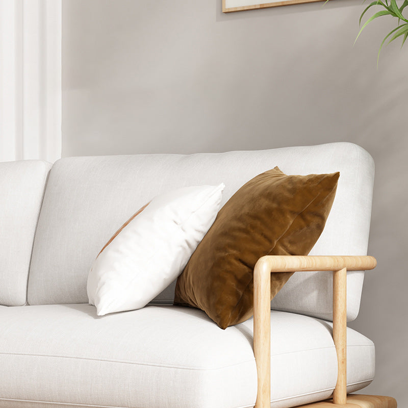 Linen Modern Recessed Arm Sofa Standard Wooden Sofa for Living Room, Apartment