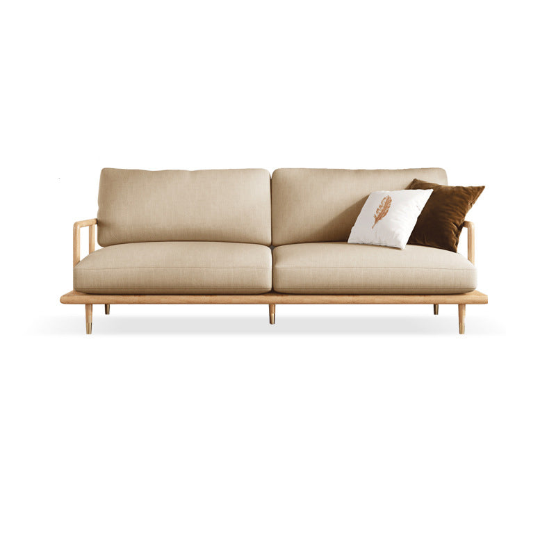 Linen Modern Recessed Arm Sofa Standard Wooden Sofa for Living Room, Apartment