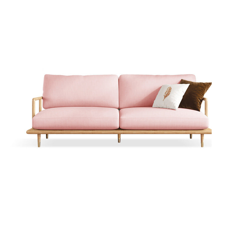 Linen Modern Recessed Arm Sofa Standard Wooden Sofa for Living Room, Apartment