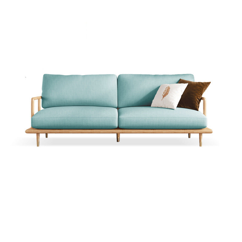 Linen Modern Recessed Arm Sofa Standard Wooden Sofa for Living Room, Apartment