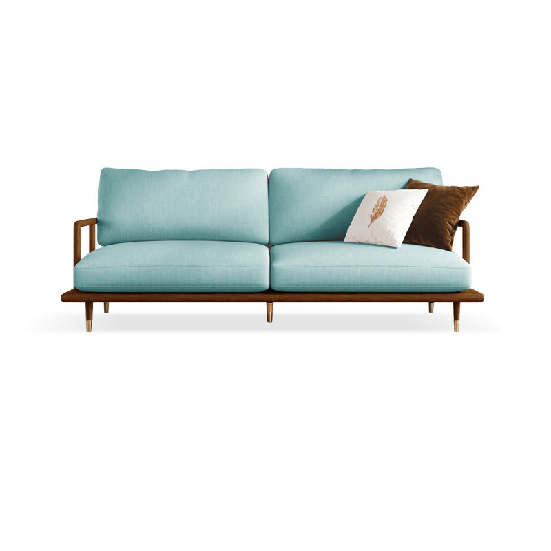 Linen Modern Recessed Arm Sofa Standard Wooden Sofa for Living Room, Apartment