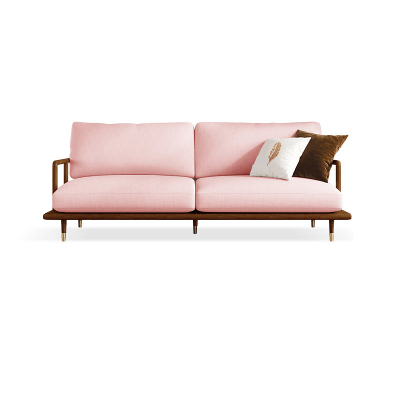 Linen Modern Recessed Arm Sofa Standard Wooden Sofa for Living Room, Apartment