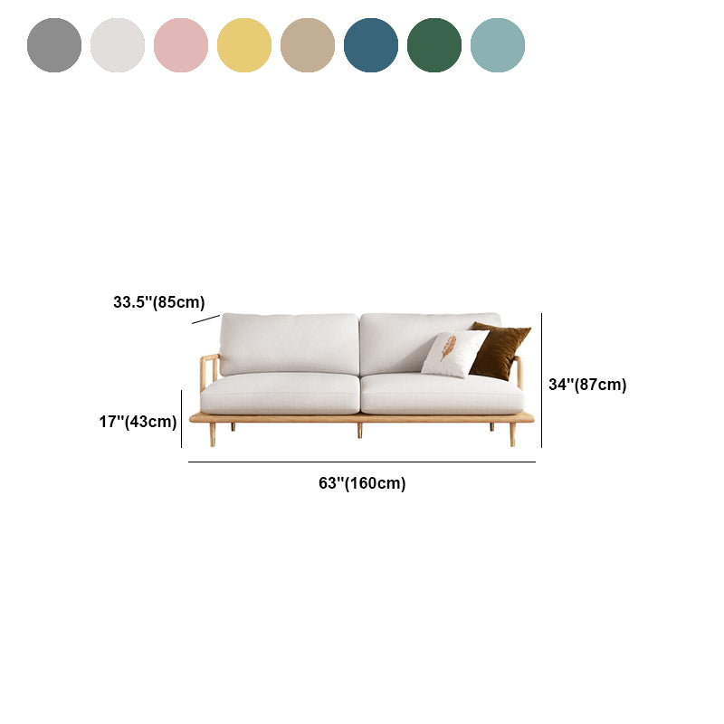Linen Modern Recessed Arm Sofa Standard Wooden Sofa for Living Room, Apartment