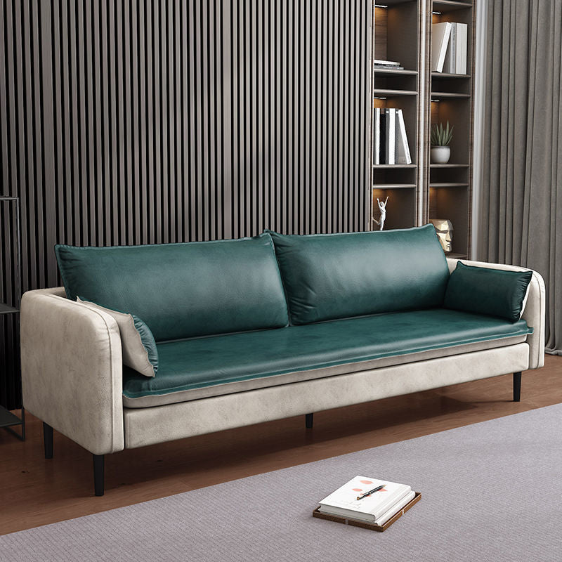 30.7"H Mid Century Modern Faux Leather Square Arm Sofa for Living Room