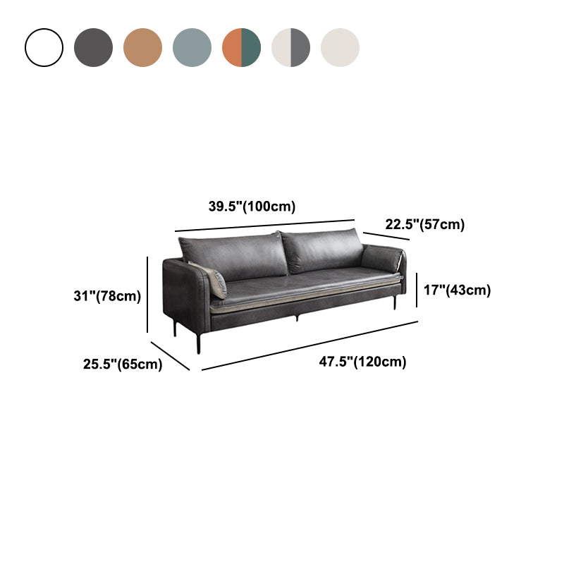 30.7"H Mid Century Modern Faux Leather Square Arm Sofa for Living Room