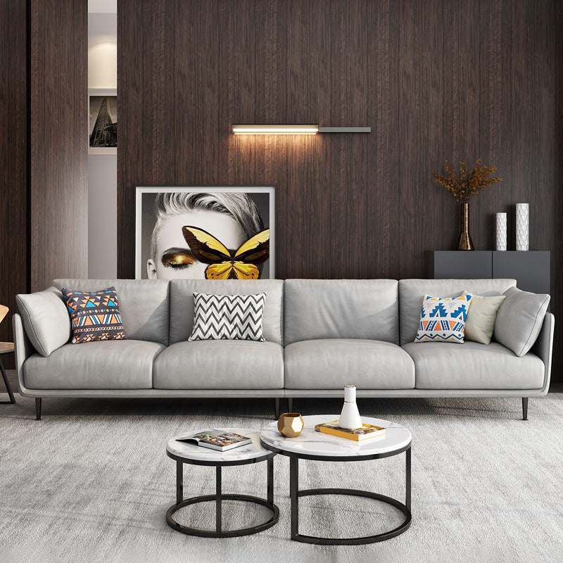 Faux Leather Contemporary Square Sofa Stain Resistant Standard Sofa for Living Room