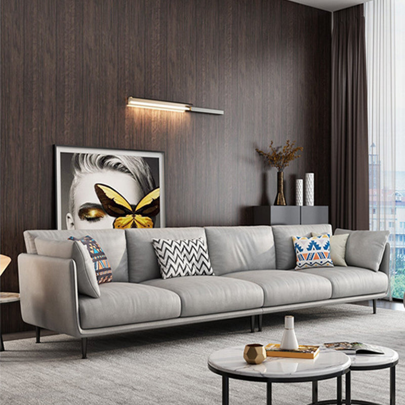 Faux Leather Contemporary Square Sofa Stain Resistant Standard Sofa for Living Room