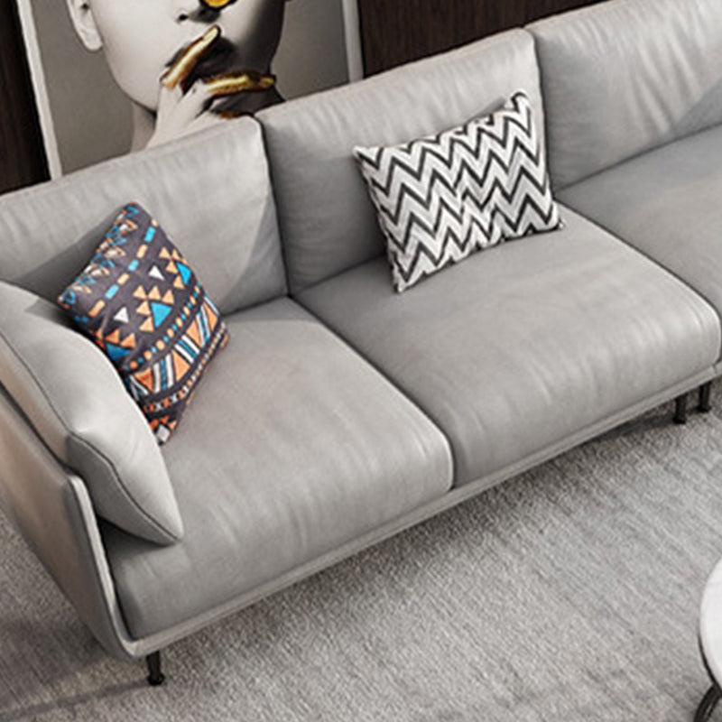 Faux Leather Contemporary Square Sofa Stain Resistant Standard Sofa for Living Room