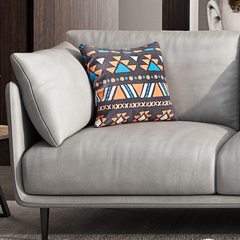 Faux Leather Contemporary Square Sofa Stain Resistant Standard Sofa for Living Room