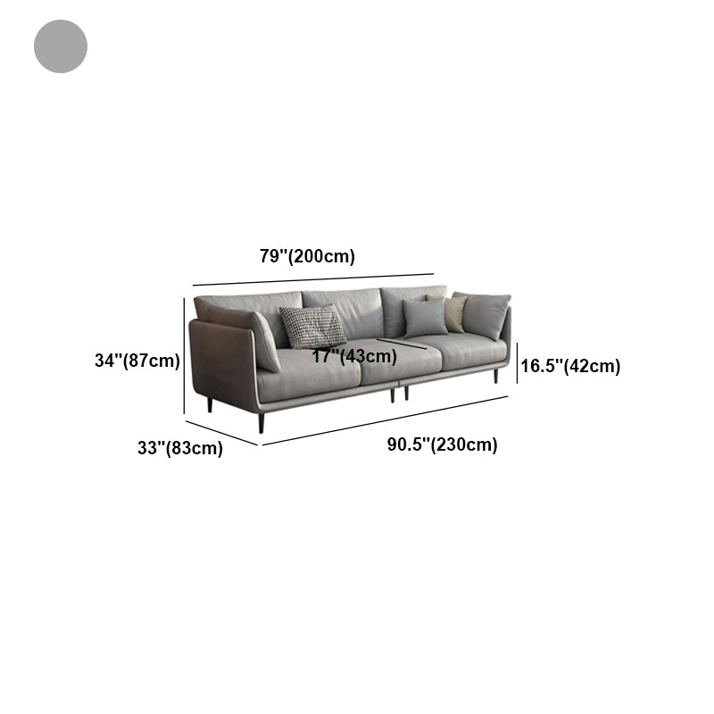 Faux Leather Contemporary Square Sofa Stain Resistant Standard Sofa for Living Room
