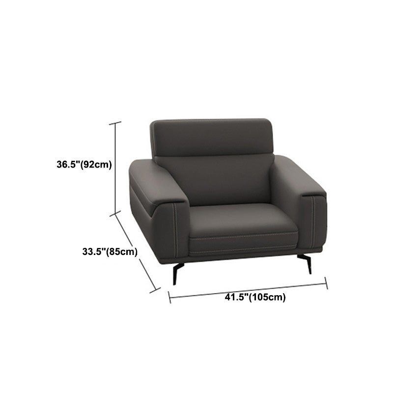 Modern Tufted Tight Back Genuine Leather Sectionals, 36" Sectional Sofa in Kingston Gray