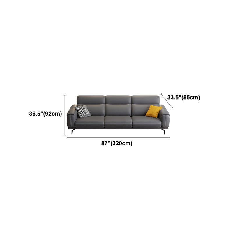 Modern Tufted Tight Back Genuine Leather Sectionals, 36" Sectional Sofa in Kingston Gray