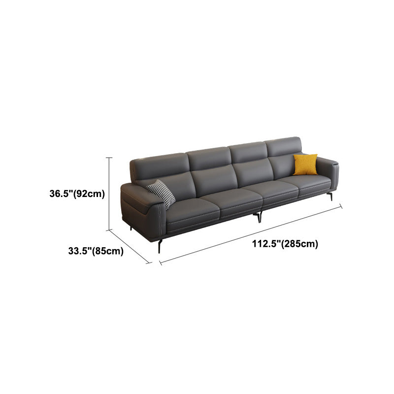 Modern Tufted Tight Back Genuine Leather Sectionals, 36" Sectional Sofa in Kingston Gray