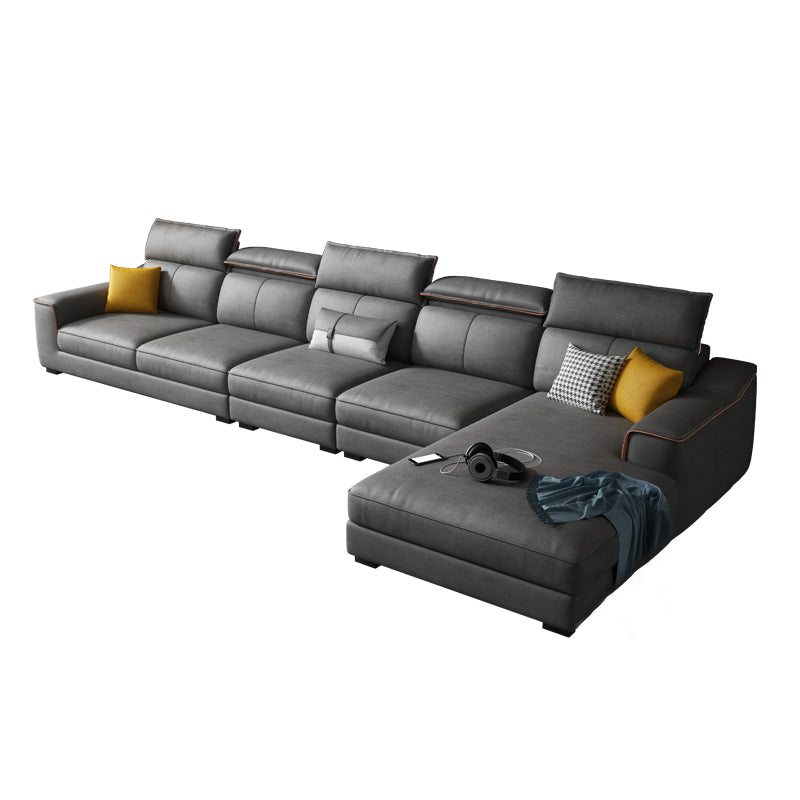 Dark Gray Faux Leather Sectional Sofa 35.43" Tall  Stain-Resistant Sofa