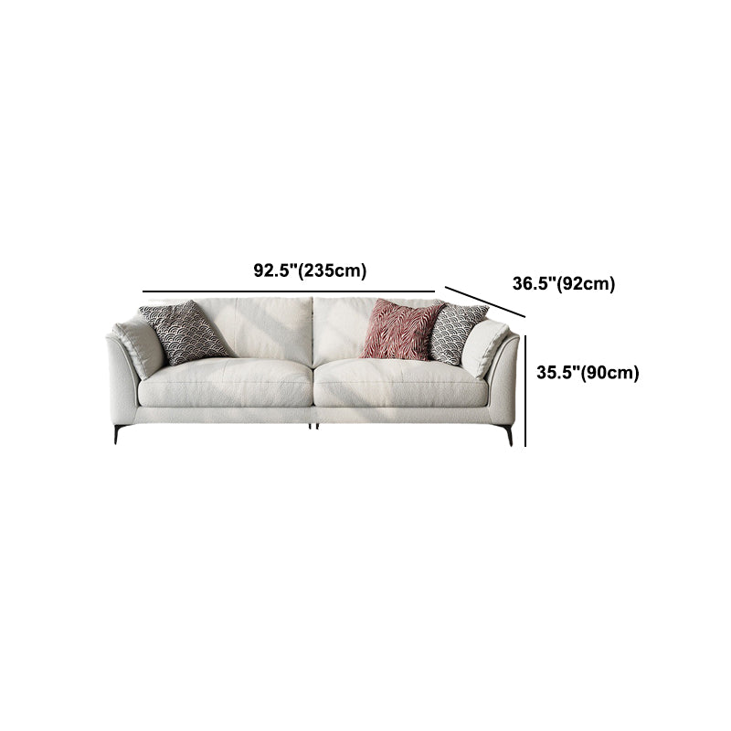 Scandinavian Linen Cushion Back Sectional Cream Slipcovered for Living Room Sofa